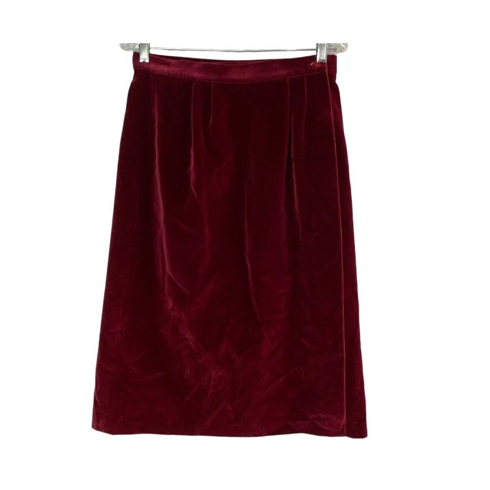 Vtg NINO Women Lined Velvet Wrap Skirt Sz 46/L Red y2k 80s Elegant 93-9